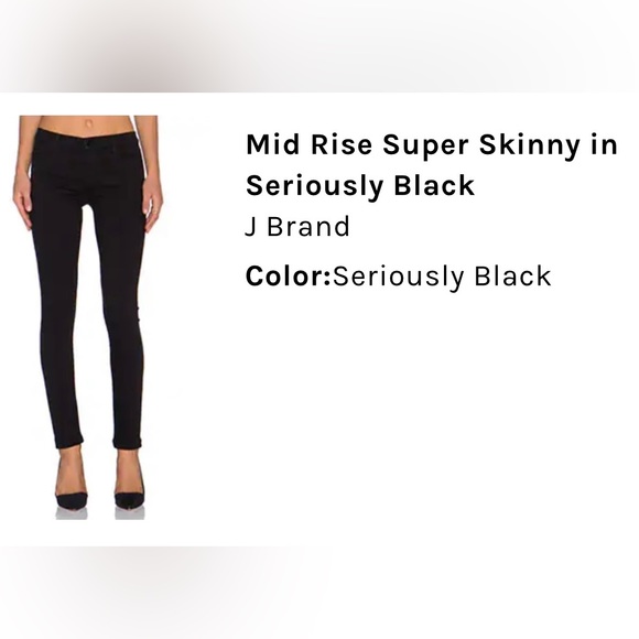 J Brand Seriously Black Mid-rise Super Skinny Jeans - Picture 1 of 11